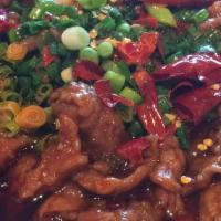 Szechuan Spicy Beef · 水煮牛 Hot and spicy.