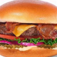 Bacon Cheeseburger · Bacon, Tillamook®? Cheddar, Mayo, Red Onion, Pickles, Tomato, Lettuce