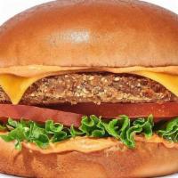 Vegi-Bean Burger · Adzuki Bean Patty, Tillamook® Cheddar, Mayo, Tomato, Lettuce
