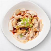 Shrimp & Kurobuta Pork Spicy Wontons (8 Each) · Served with our signature spicy sauce and topped with garlic and green onion, our handmade w...