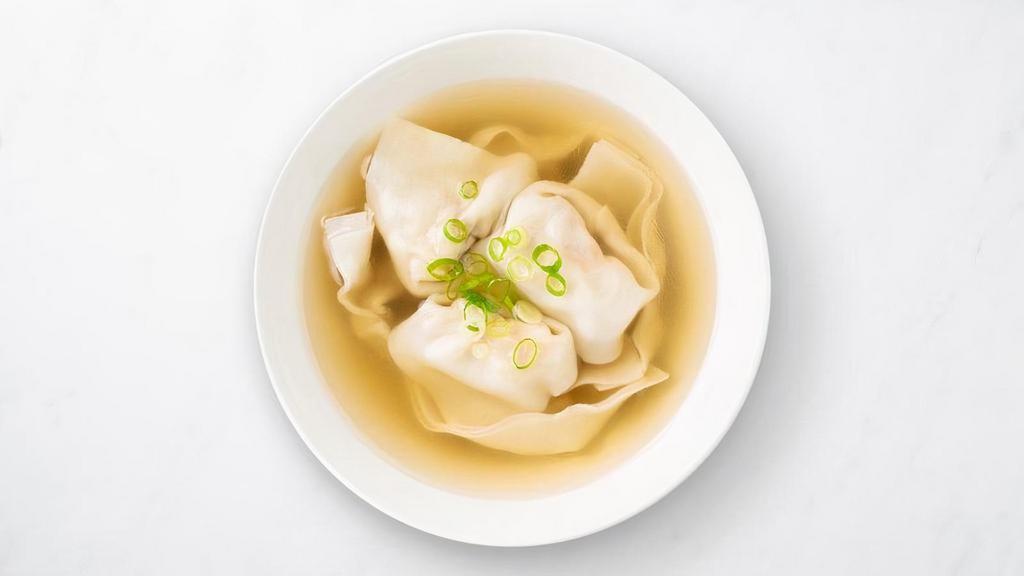 Shrimp & Kurobuta Pork Wonton Soup (8 Each) · Handmade wontons filled with premium Kurobuta pork, freshly-peeled shrimp, and savory house seasonings in a lightly-flavored chicken and pork broth. Garnished with green onion and a drizzle of sesame oil.