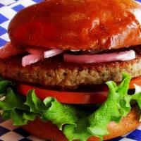 The Official Burger Of Planet Earth · The Impossible Burger Patty, Vegan Mayo, Lettuce, Pickled Red Onions & Tomatoes