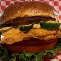 Immie'S Spicy Chicken Sandwich (Contains Gluten) · The Burger of the Month for April is here.. Breaded Chicken Deep Fried to Perfection on a Br...