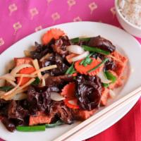 Stir-Fry Tofu With Black Fungus In Ginger Sauce · The highly nutritious SuperFood qualities of the  Asian Black Fungus with crispy cubes of To...