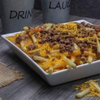 Chili Cheese Fries · French fries smothered in mild green chili topped with shredded cheddar cheese and your choi...