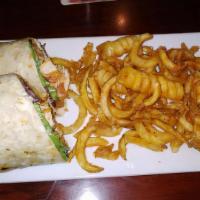 Mango Habanero Chicken Wrap · Crispy chicken, lettuce, tomato, and jack cheese all tossed in a mango habanero sauce then w...