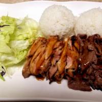 Chicken & Beef Combination · The choice of two entrée served with rice and salad.
