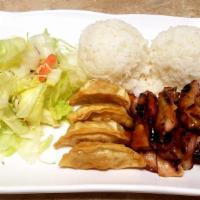 Chicken & Gyoza Combination · The choice of two entrée served with rice and salad.