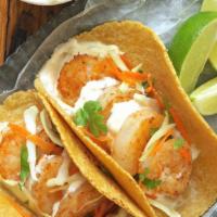Baja Shrimp Tacos · Flour Tortilla / Citrus Battered Shrimp / Pico De Gallo / Cabbage / Chili Aioli ( 3 per order)