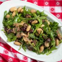 Italian White Bean Salad · Arugula, butter beans, Italian tuna, olives and red onions tossed
in a balsamic vinaigrette.