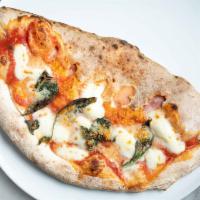 Calzone · Filled pizza with ricotta, mozzarella, ham, tomato sauce