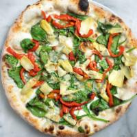 Mediterranean · Olive oil, garlic, mozzarella, gorgonzola, spinach, artichokes, bell peppers