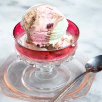 Spumoni · Chocolate, cherry and pistachio ice cream
mixed with traces of cherry and nuts.