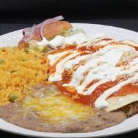 Two Enchilada Combo · Includes rice and beans.