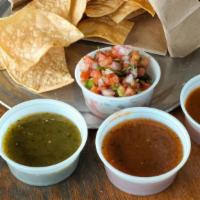 Chips And Salsa · A bag of salted house-made tortilla chips, served with your choice of salsa or guacamole.