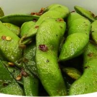 Spicy Garlic Edamame · Organic edamame lightly seasoning with homemade spicy garlic sauce ( perfect for snacking wi...