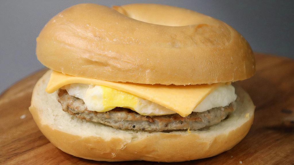 Plain Bagel With Sausage, Egg, And Cheese. · 