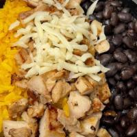 Kids' Chicken Bowl · Kids portion of rice, beans and chicken, topped with cheese.