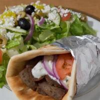 Gyro Plate · Lamb or Chicken Gyro served with Fries or Salad