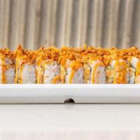 Crunchy Roll (8) · Your choice of fish wrapped in avocado and cucumber with imitation crab and cruchy onion on ...