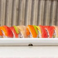 Rainbow Roll (8) · California roll wrapped in assorted sashimi.

Consumption of raw or undercooked seafood and ...
