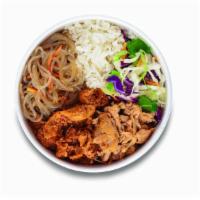 Combo Bop · Two choices of meat. Served with rice, cabbage mix, and noodle.