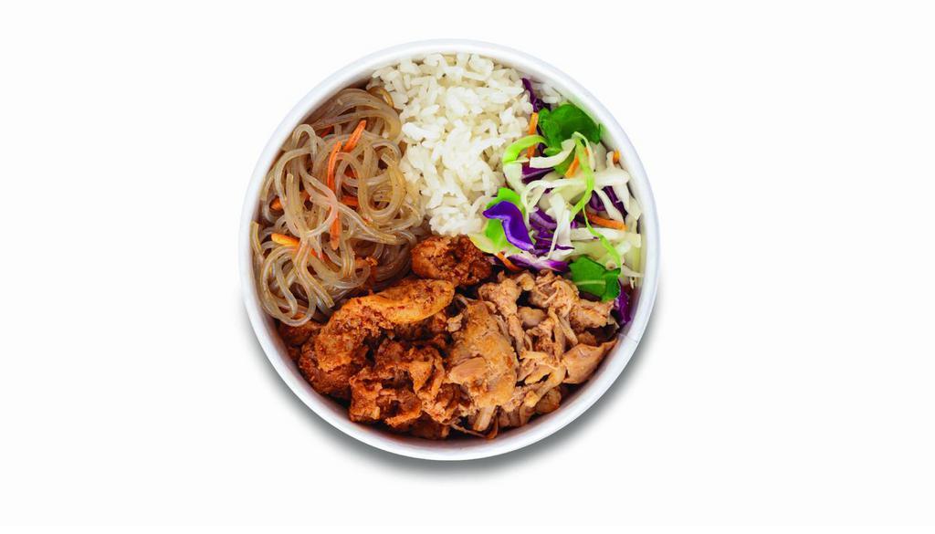 Combo Bop · Two choices of meat. Served with rice, cabbage mix, and noodle.