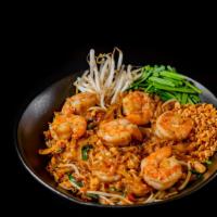 Pad Thai · Stir-fried noodle with egg, bean sprouts, chives and crushed peanuts on the side. Served wit...