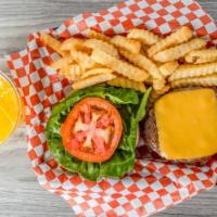 Hamburger Combo · Made with chipotle dressing lettuce, tomato and onion. Served with fries and your choice of ...