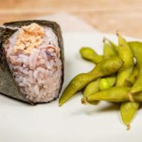 Onigiri · Onigiri rice ball wrapped with seaweed with your choice of filling. Served with edamame or J...