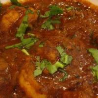 Prawn Vindaloo · SPICY KING PRAWNS COOKED IN A HOT GOAN BLEND OF SPICES AND POTATO