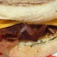 English Muffin · English muffin, Cheddar cheese, egg, bacon or sausage.