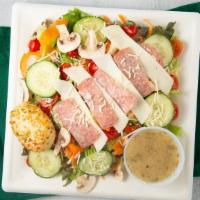 Magleby’S House Salad · Mixed greens tossed in house Italian dressing with cucumber, tomato, mushroom, Provolone, as...