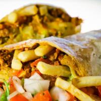 California Burrito · Carne asada, pico de Gallo, fries. guacamole and cheese.