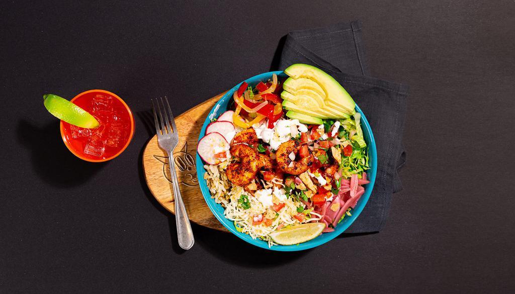 Shrimp Bowl · Roasted shrimp bowl with your choice of base and toppings. Make the burrito bowl of your dreams!