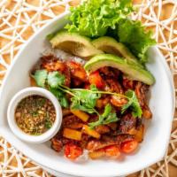 Saigon Bowl · Can be vegan or vegetarian. Grilled Chicken, Pork or Tofu, pineapple, avocado, stir-fried to...