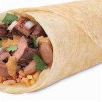 Diablo Burrito · Your choice of protein with spicy diablo sauce, black beans, Baja rice, cheese, onion and ci...