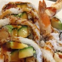 Shrimp Tempura Roll  · Deep fried shrimp wrapped inside-out with cream cheese, avocado and cucumber
