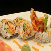 Lobster Tempura · Deep fried crispy lobster, avocado, cucumber, cream cheese, scallion wrapped inside-out with...