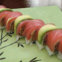 Crazy Roll  · Spicy tuna wrapped inside-out, topped with tuna and avocado