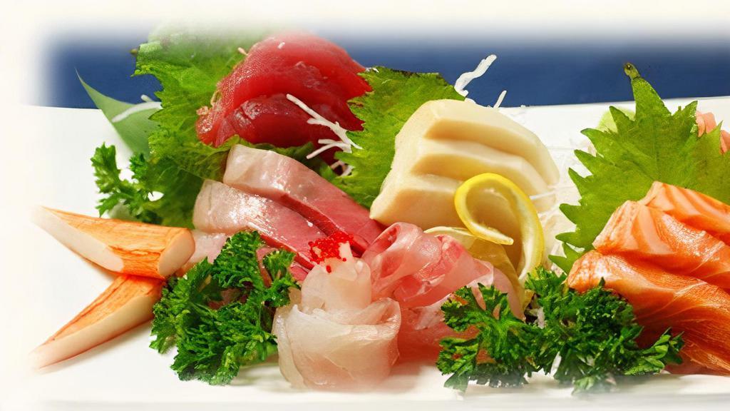 Sashimi Regular  · 18 pieces of assorted raw fish and a bowl of seasoning sushi rice