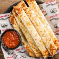 Cheesy Bread Stix · 1310 cal. Breadsticks topped with garlic butter and Mozzarella cheese & served with a side o...