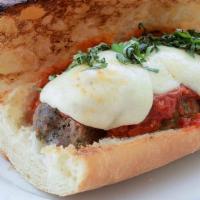 Meatball · house-made meatballs, topped with fresh mozzarella, basil & marinara on a grinder roll