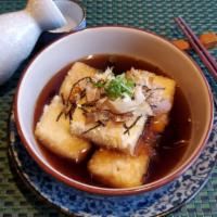Agedashi Tofu ( Organic ) · Japanese fried organic tofu served with bonito fish broth, white onion, ginger, green onion,...