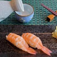Ebi / Gulf Shrimp · 2 piece of gulf shrimp nigiri. Fully cooked.