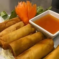 6 Piece Crispy Thai Roll · Crispy roll stuffed with bean thread noodle and mixed vegetables. Served with sweet and sour...
