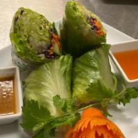 2 Piece Fresh Veggie Roll · Fresh lettuce, carrots, cucumber, bean sprouts, and cilantro in rice paper wrap. Served with...