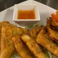 8 Piece Chicken Fried Wonton · Ground chicken marinated with salt and pepper wrapped in wonton shells. Served with sweet an...