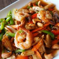 Spice Of Life · Sauteed chicken and shrimp with cashew nut, onion, mushroom, celery, baby corn, zucchini, ca...