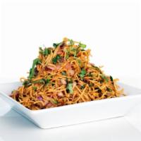 Chinese Bhel · Vegan. Spicy. Crispy noodle, red onion, cucumber, tomato. (room temperature)